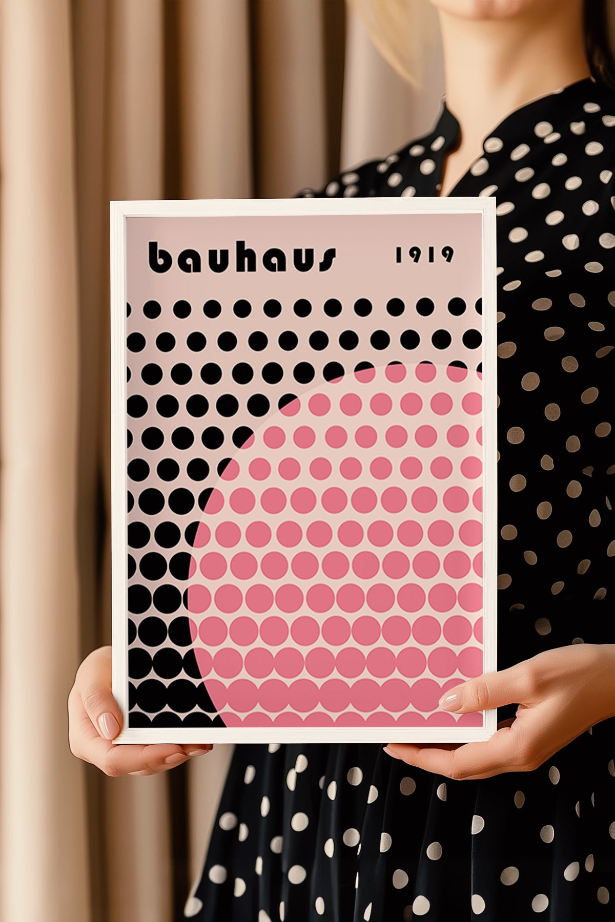 Bauhaus Serisi Beyaz Çerçeveli Poster, Tablo No:72