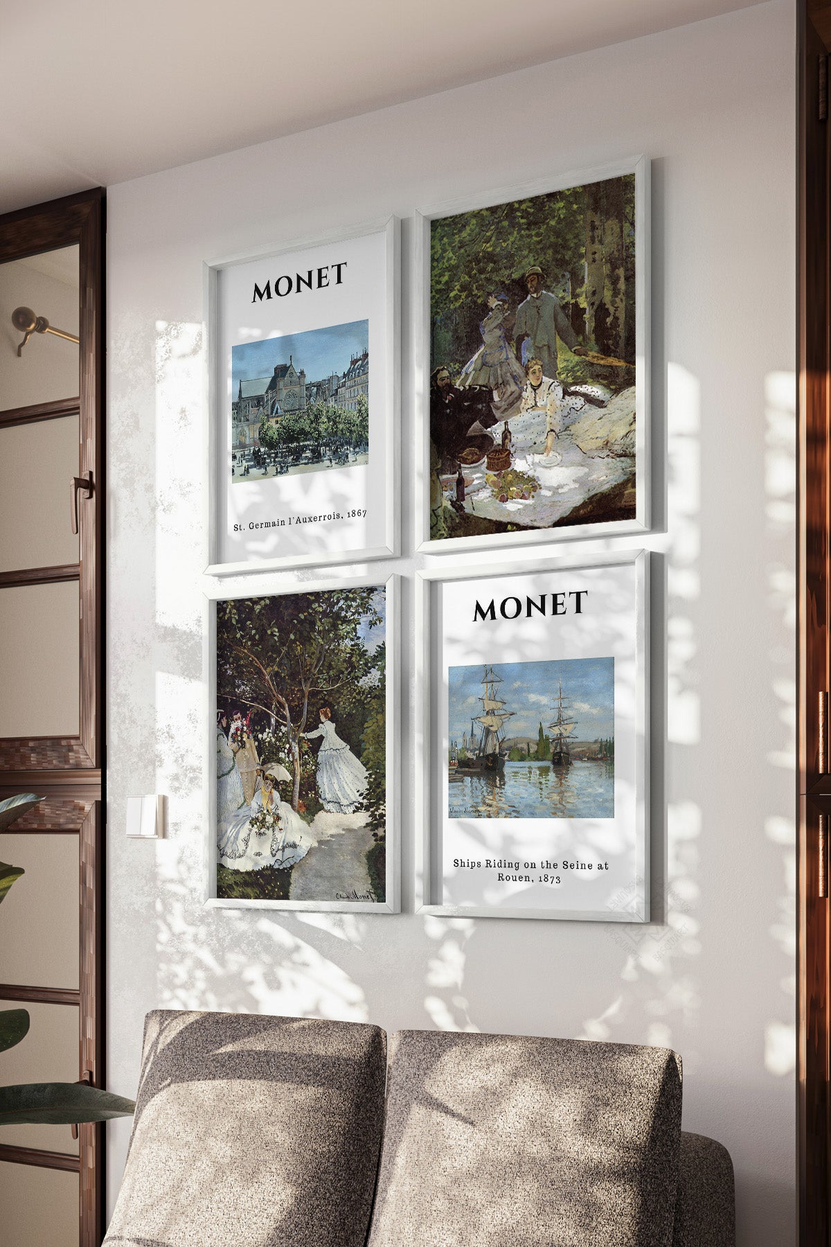 Monet Sanatsal 4'lü Beyaz Çerçeveli Poster, Tablo Seti No:52