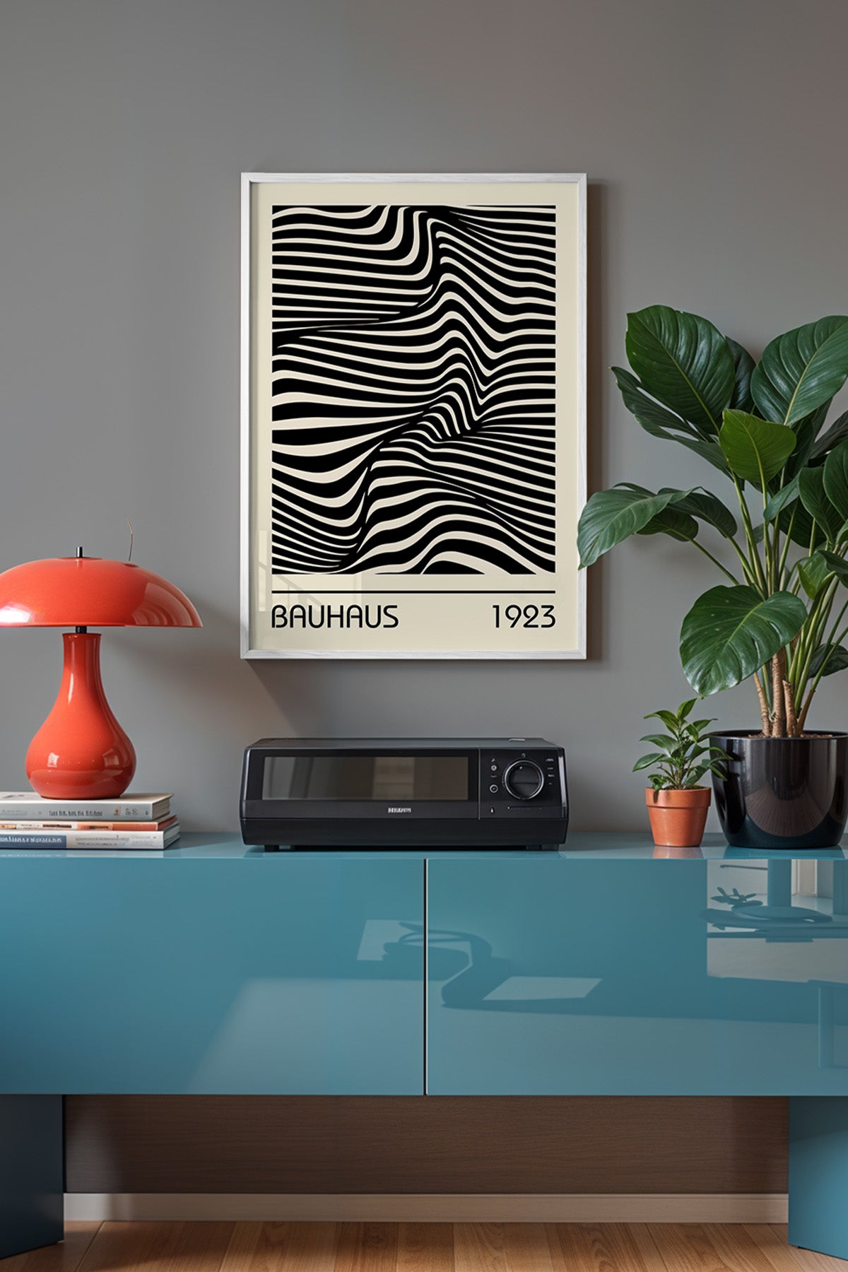 Bauhaus Serisi Beyaz Çerçeveli Poster, Tablo No:35