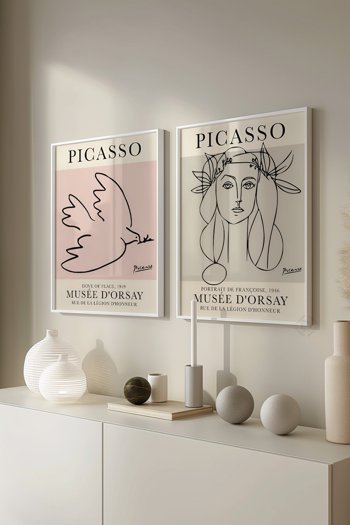 Picasso 2'li Beyaz Çerçeveli Poster, Tablo Seti No:23