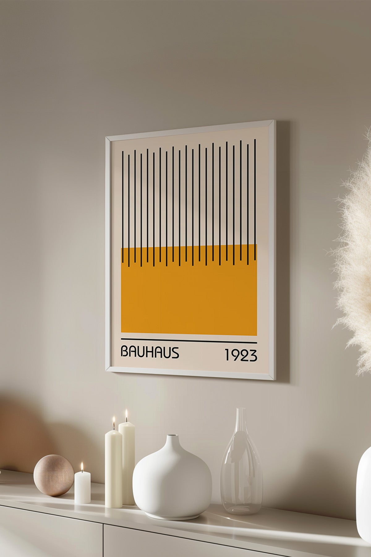 Bauhaus Serisi Beyaz Çerçeveli Poster, Tablo No:23