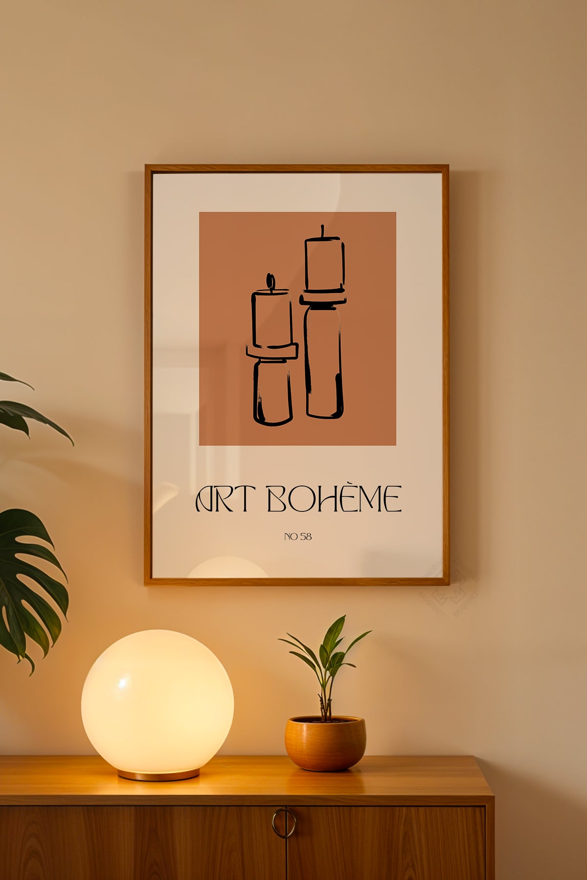 Bohemian Serisi Ahşap Çerçeveli Poster, Tablo No:66