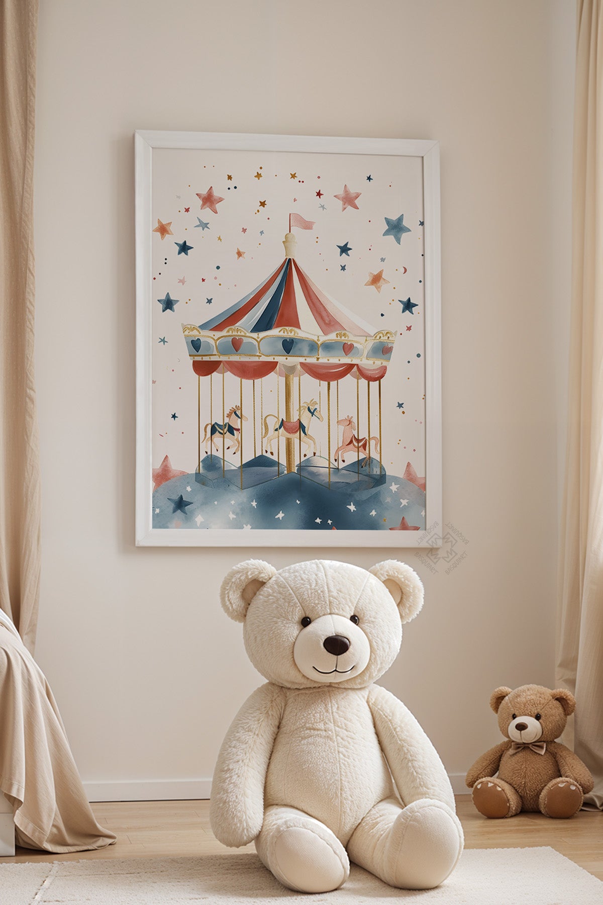 Çocuk Odası, Bebek Odası Beyaz Çerçeveli Poster, Tablo No:49