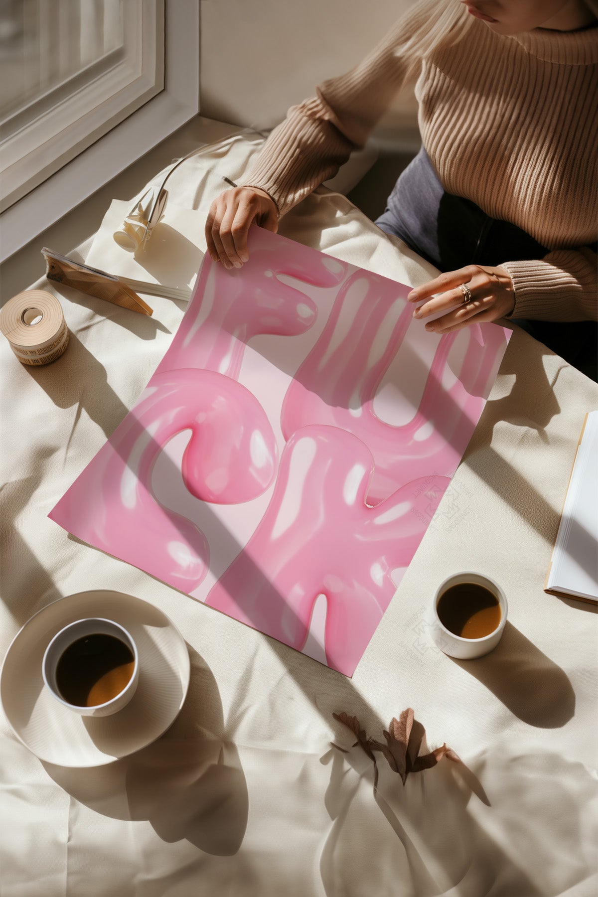 Siyah Pembe Kombin 6'lı Poster Seti, Duvar Dekoru No:5