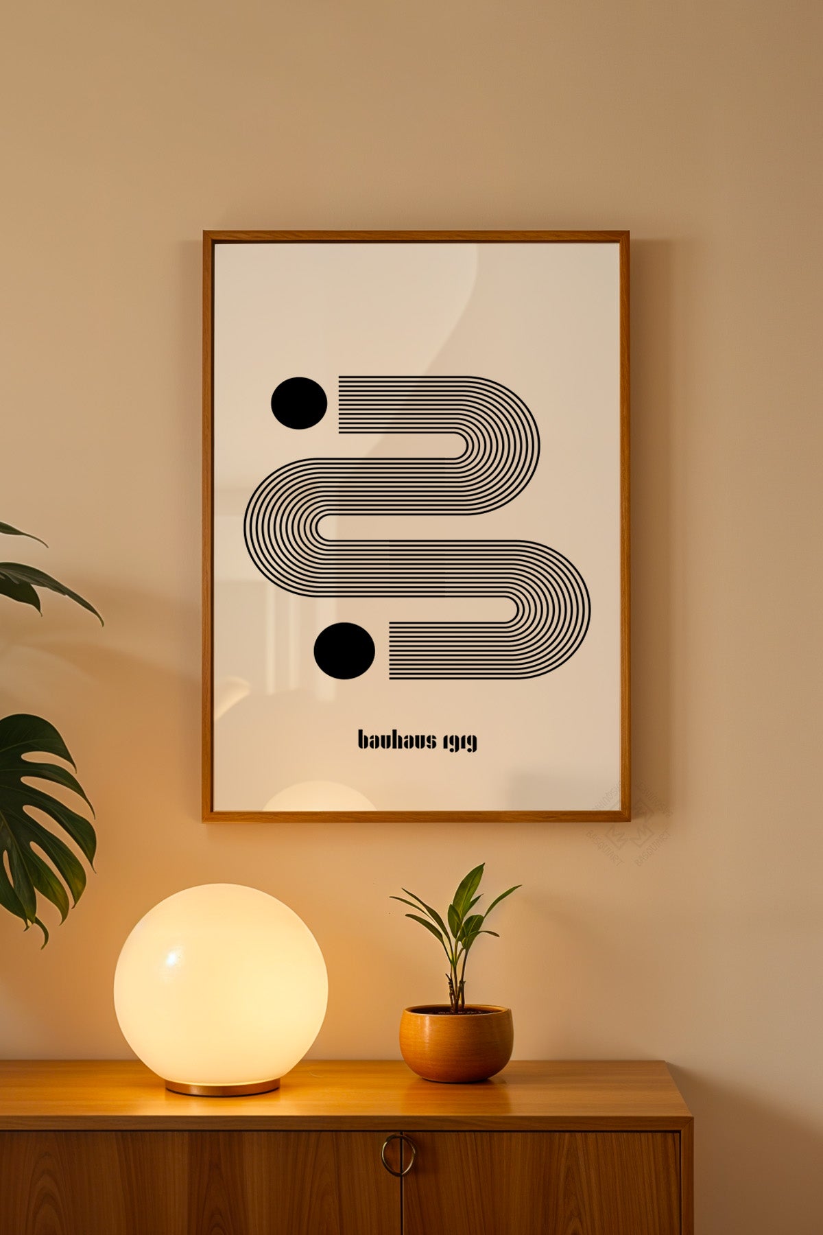 Bauhaus Serisi Ahşap Çerçeveli Poster, Tablo No:48