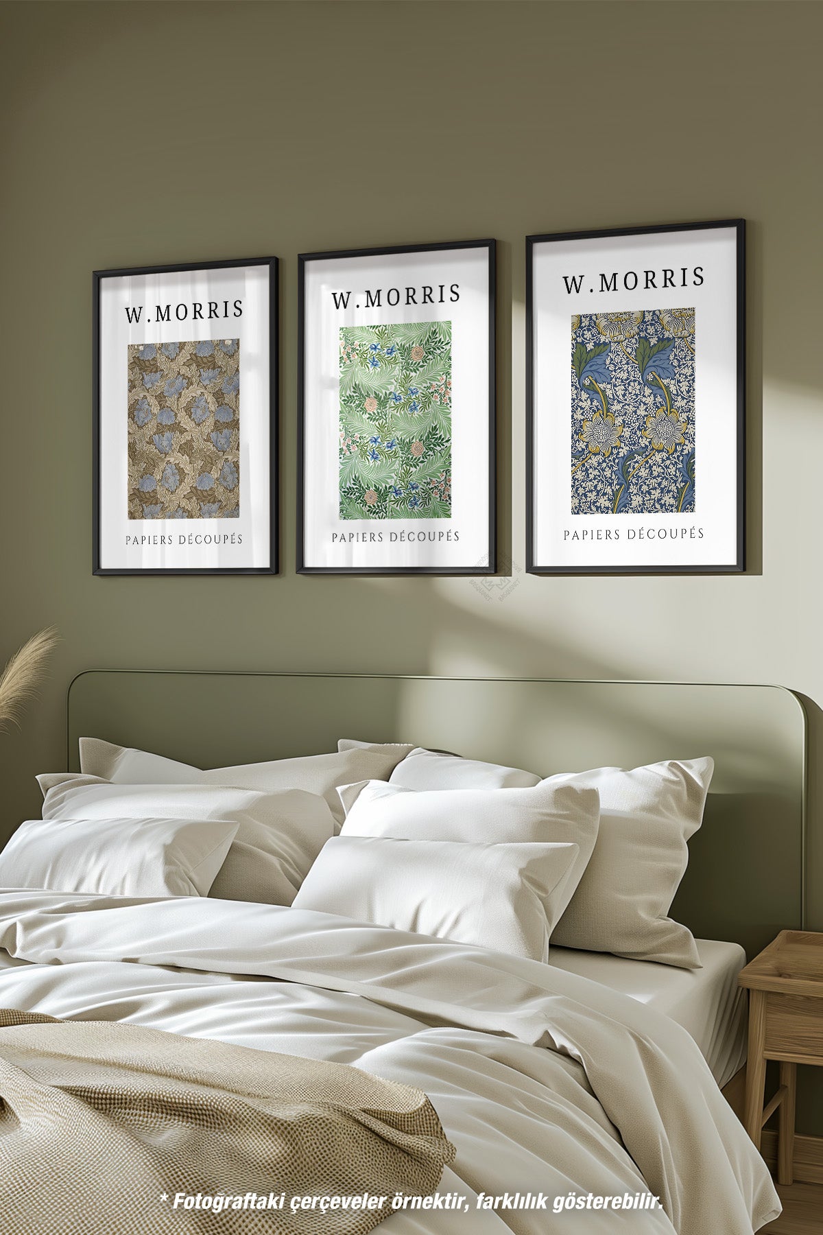 William Morris 3'lü Siyah Çerçeveli Poster, Tablo Seti No:6
