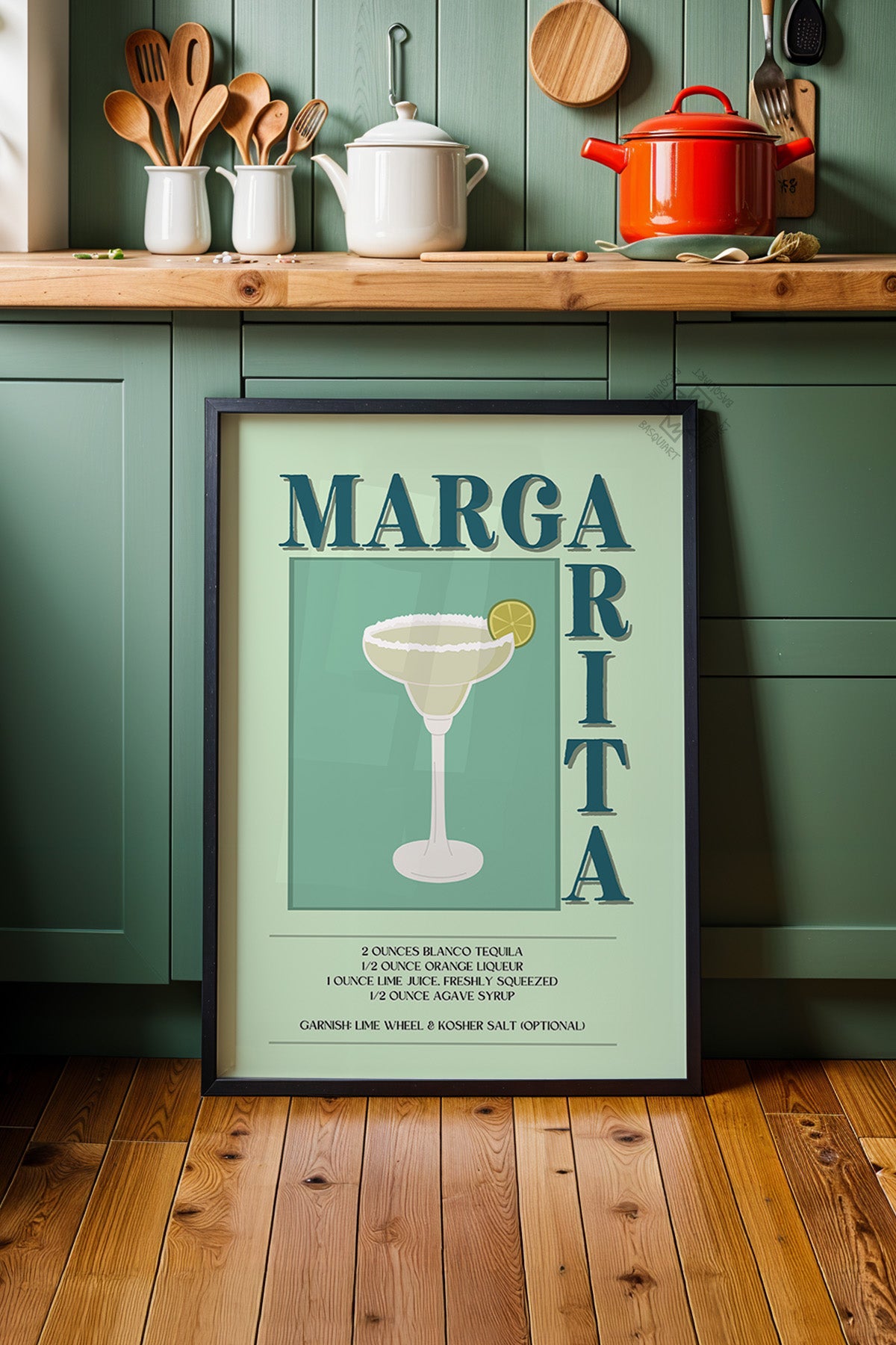 Kokteyl Serisi Siyah Çerçeveli Poster, Tablo, Cafe, Restoran, Mutfak Duvar Dekoru No:54