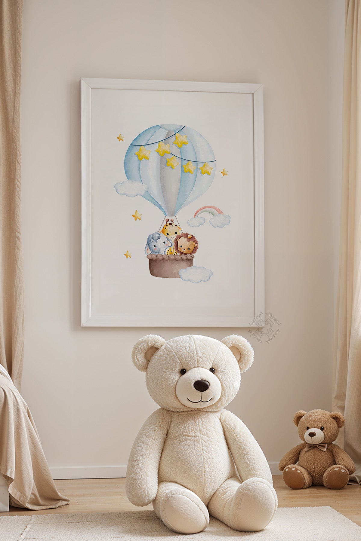 Çocuk Odası, Bebek Odası Beyaz Çerçeveli Poster, Tablo No:9