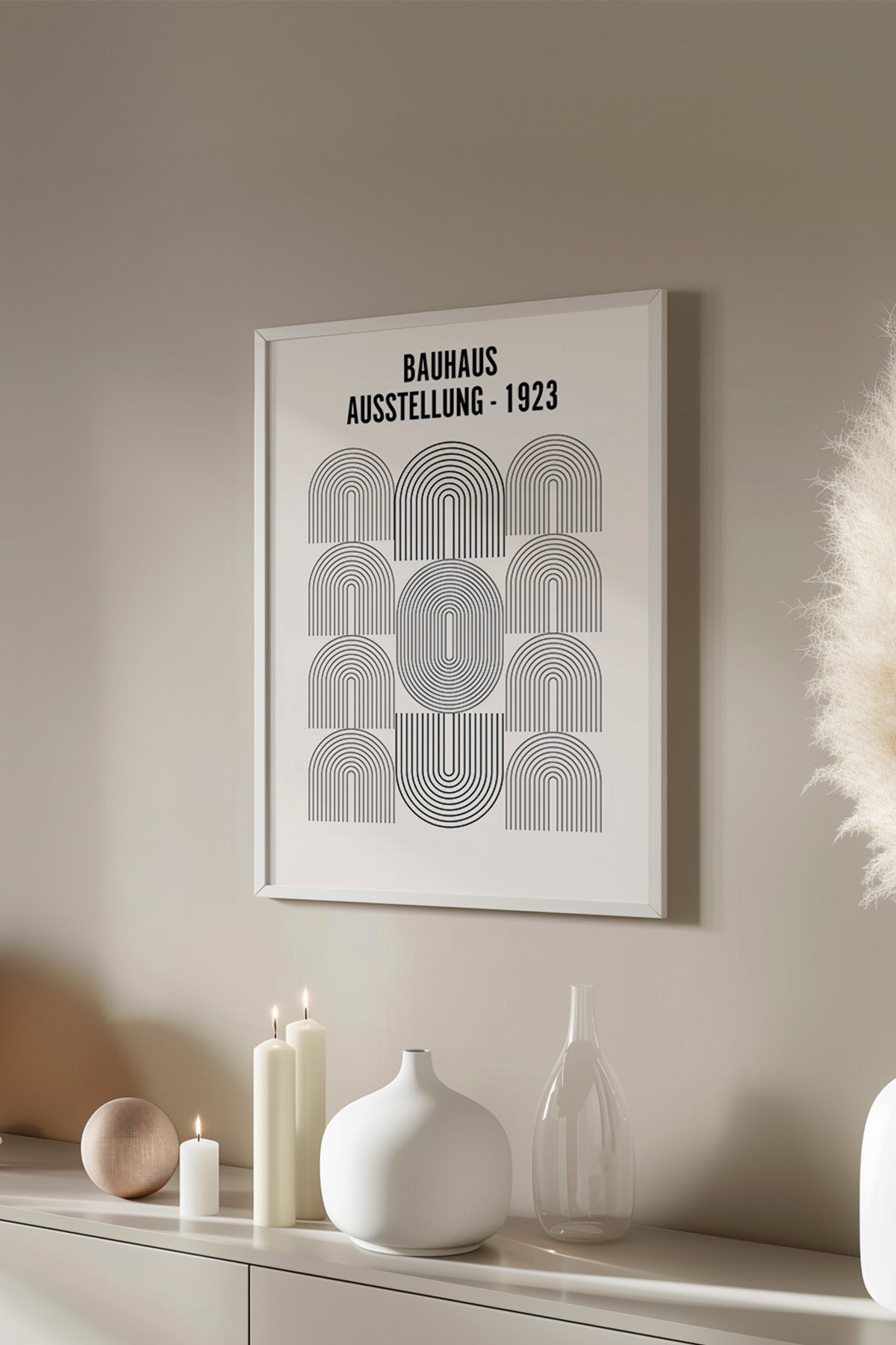 Bauhaus Serisi Beyaz Çerçeveli Poster, Tablo No:112