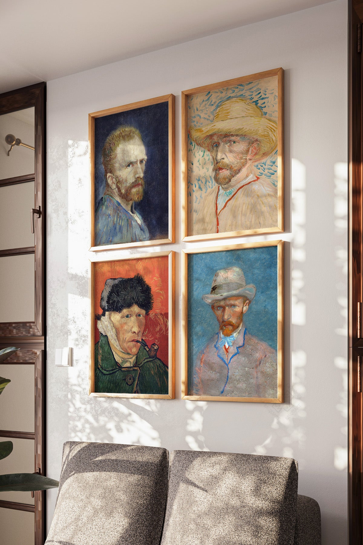 Van Gogh 4'lü Ahşap Çerçeveli Poster, Tablo Seti No:47