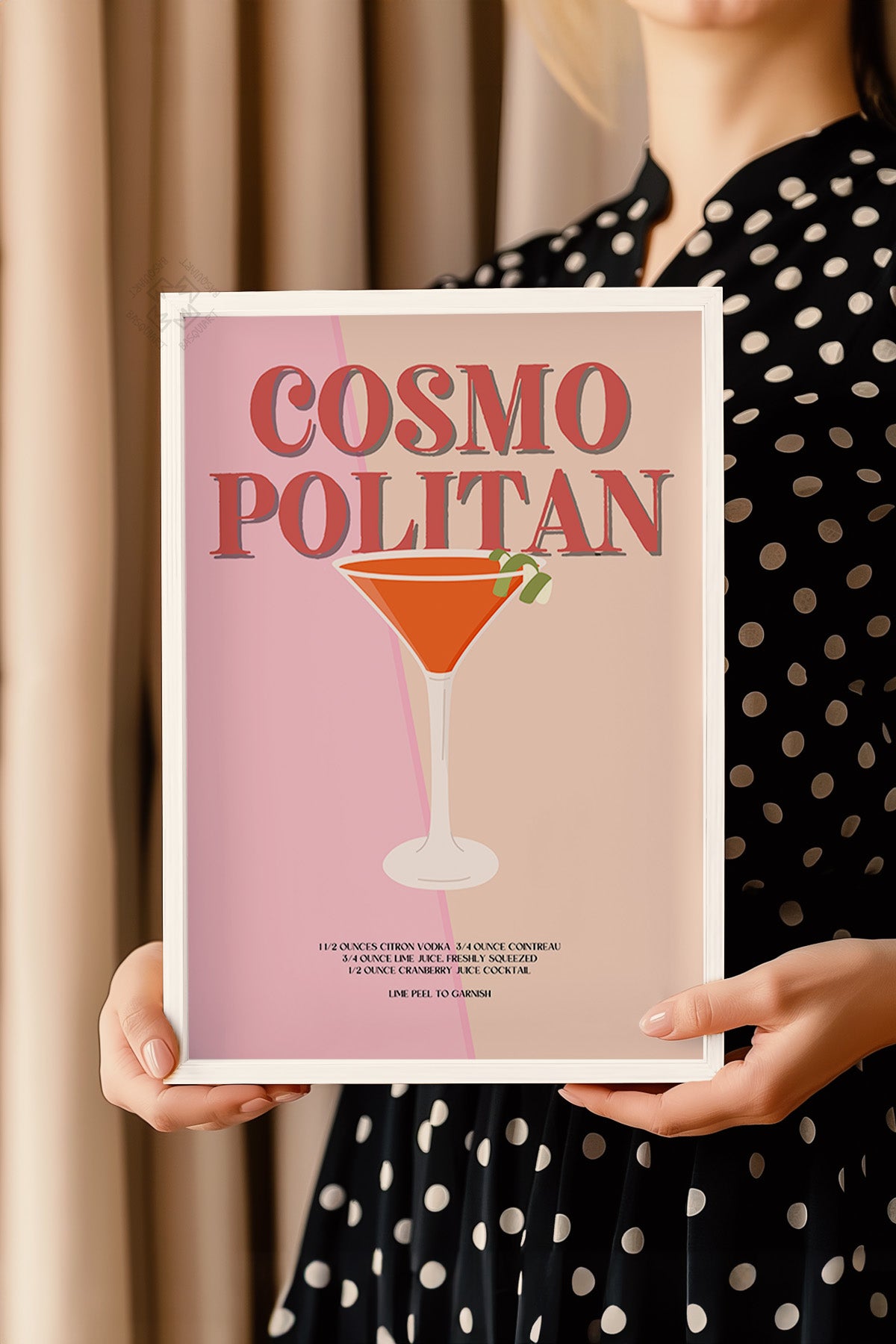 Kokteyl Serisi Beyaz Çerçeveli Poster, Tablo, Cafe, Restoran, Mutfak Duvar Dekoru No:53
