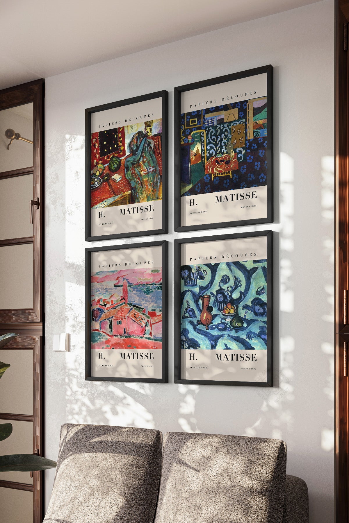 H Matisse 4'lü Siyah Çerçeveli Poster, Tablo Seti No:57