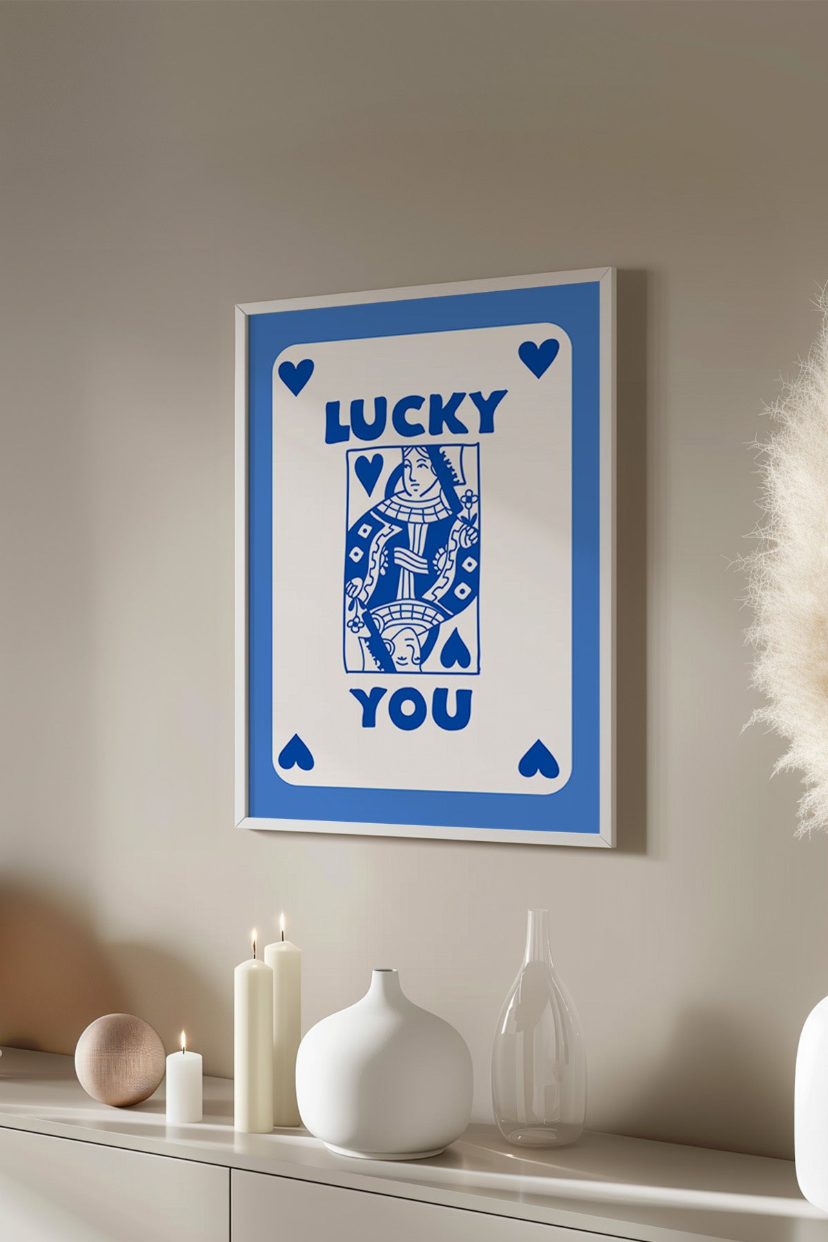 Lucky You Serisi Beyaz Çerçeveli Poster, Tablo Duvar Dekoru No:23