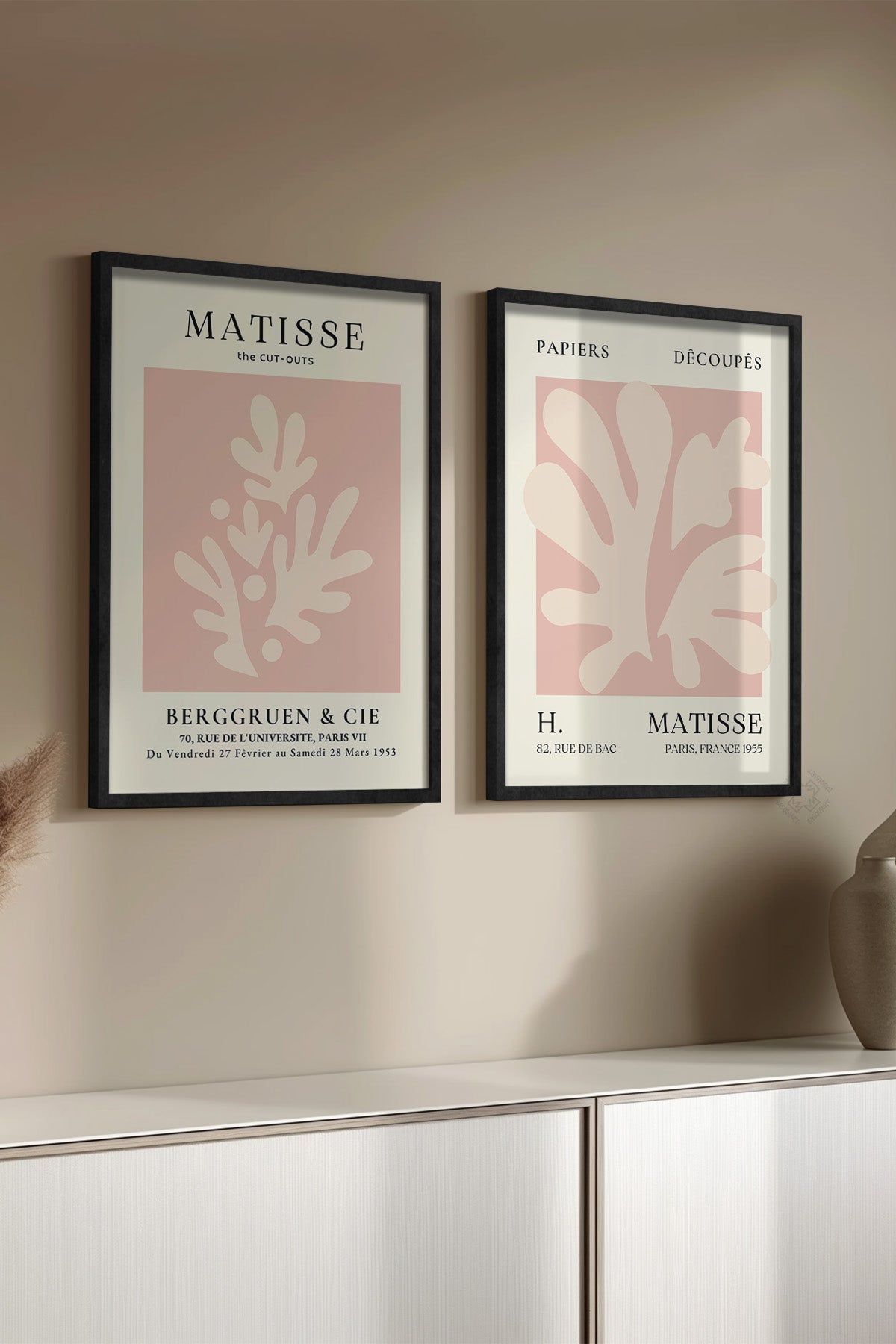 Pembe Matisse 2'li Siyah Çerçeveli Poster, Tablo Seti No:28