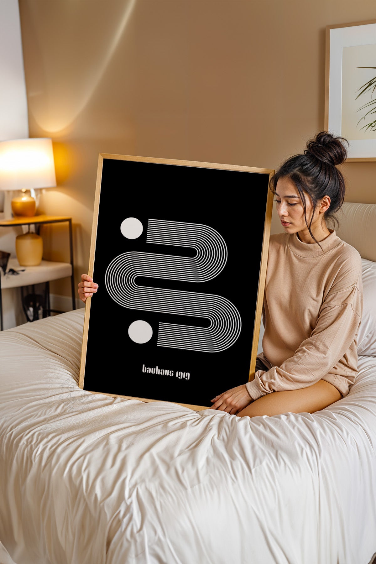 Bauhaus Serisi Ahşap Çerçeveli Poster, Tablo No:43