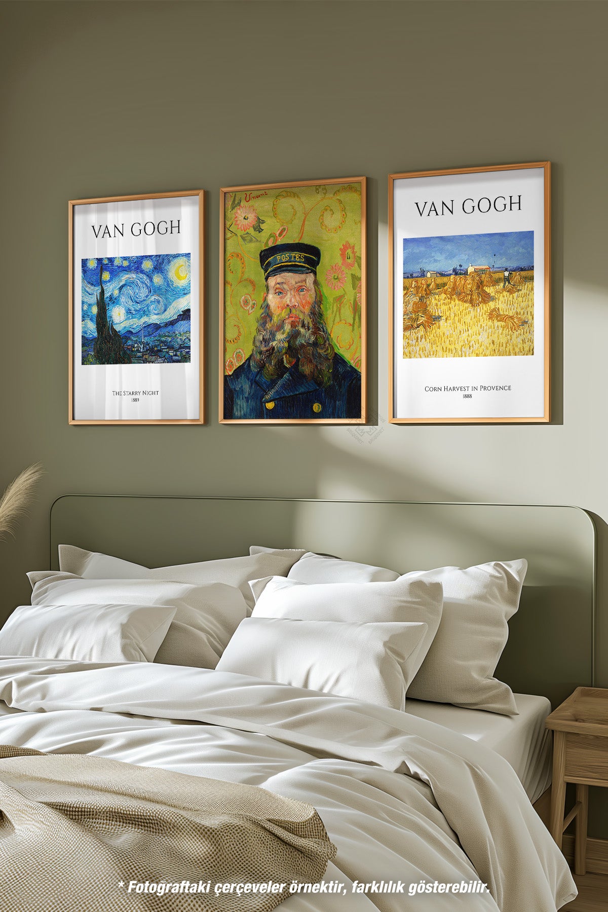 Van Gogh 3'lü Ahşap Çerçeveli Poster, Tablo Seti No:1