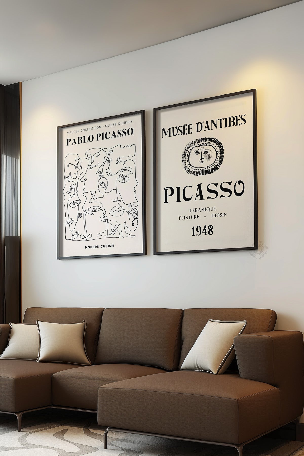 Picasso Minimal 2'li Siyah Çerçeveli Poster, Tablo Seti No:25