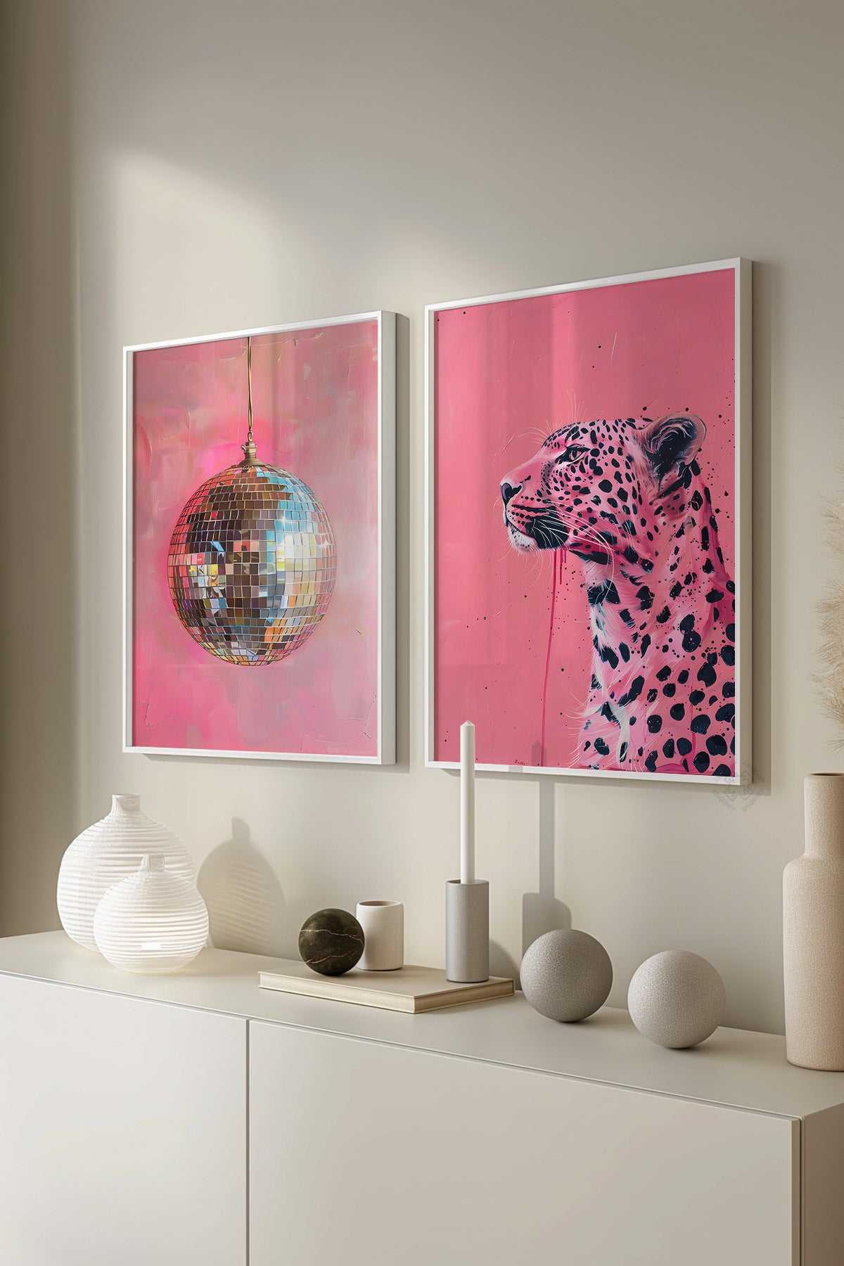 Modern 2'li Beyaz Çerçeveli Poster, Tablo Seti No:5