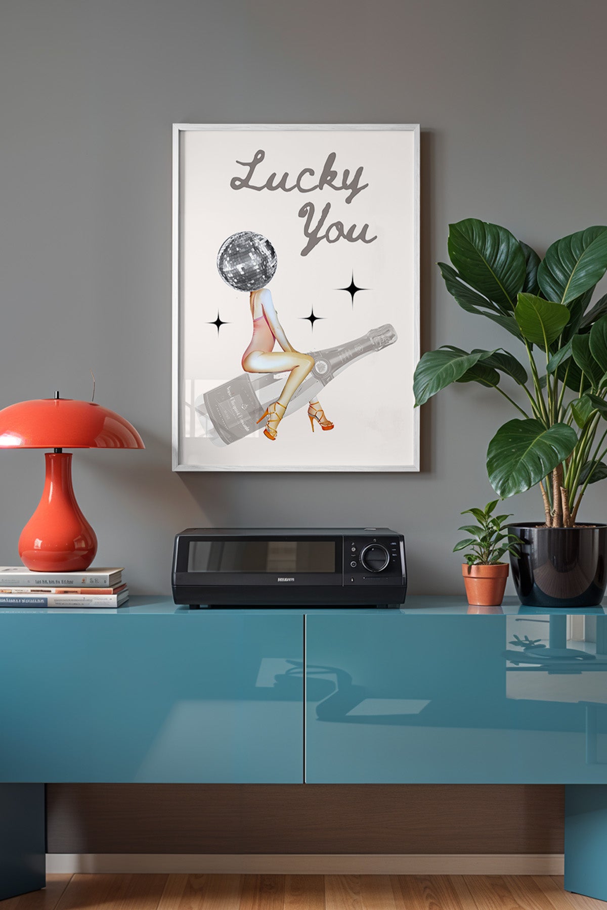 Lucky You Serisi Beyaz Çerçeveli Poster, Tablo Duvar Dekoru No:11