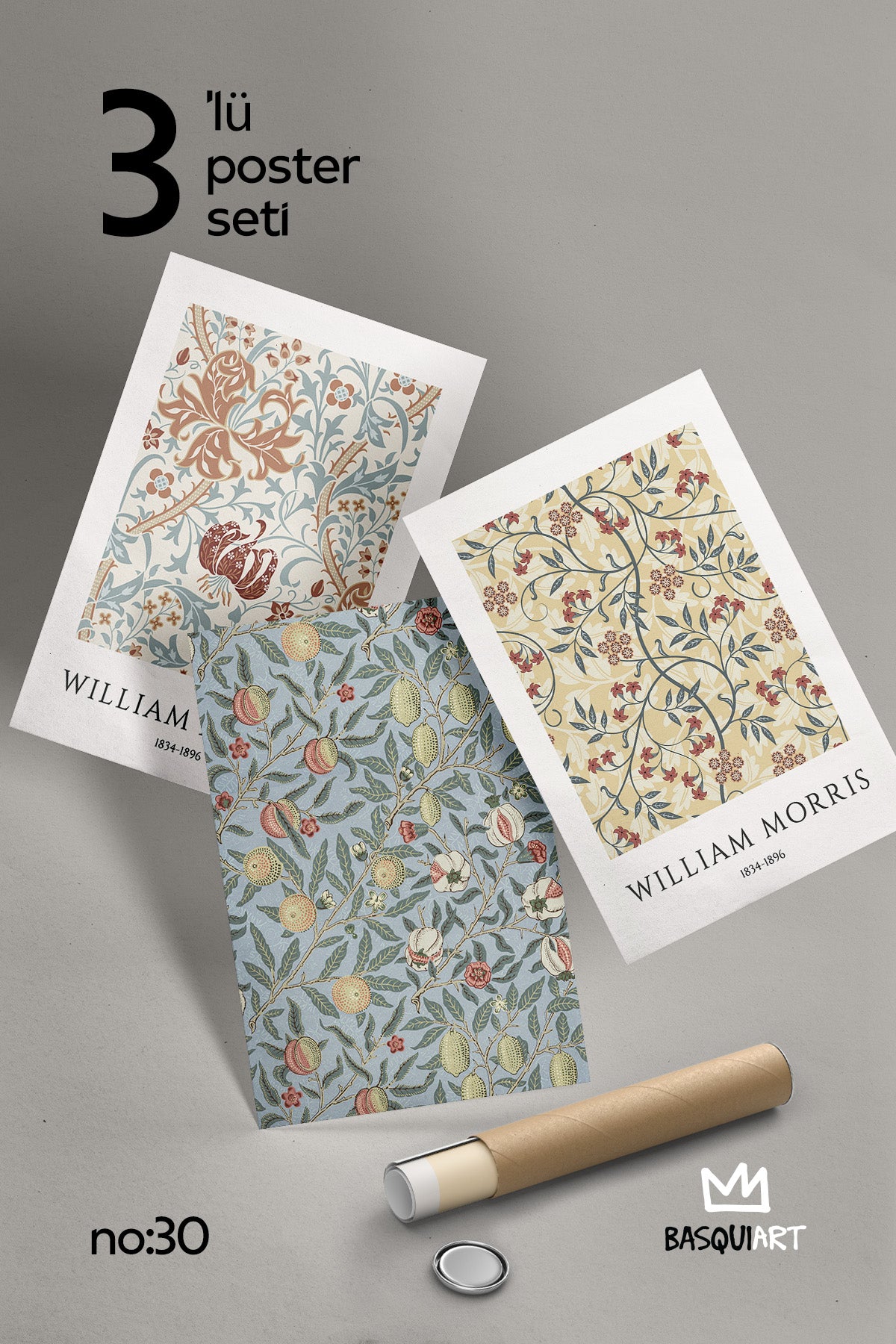 William M 3'lü Poster Seti, Duvar Dekoru No:30