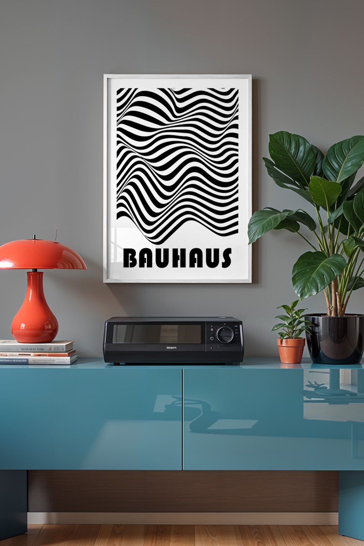 Bauhaus Serisi Beyaz Çerçeveli Poster, Tablo No:69