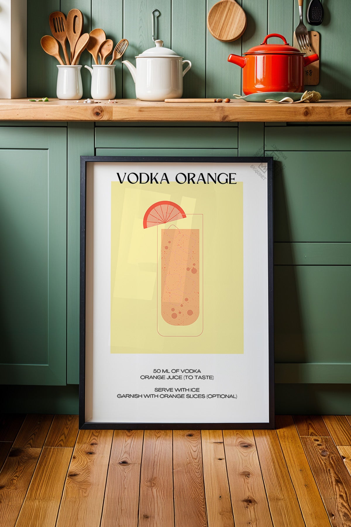 Kokteyl Serisi Siyah Çerçeveli Poster, Tablo, Cafe, Restoran, Mutfak Duvar Dekoru No:18