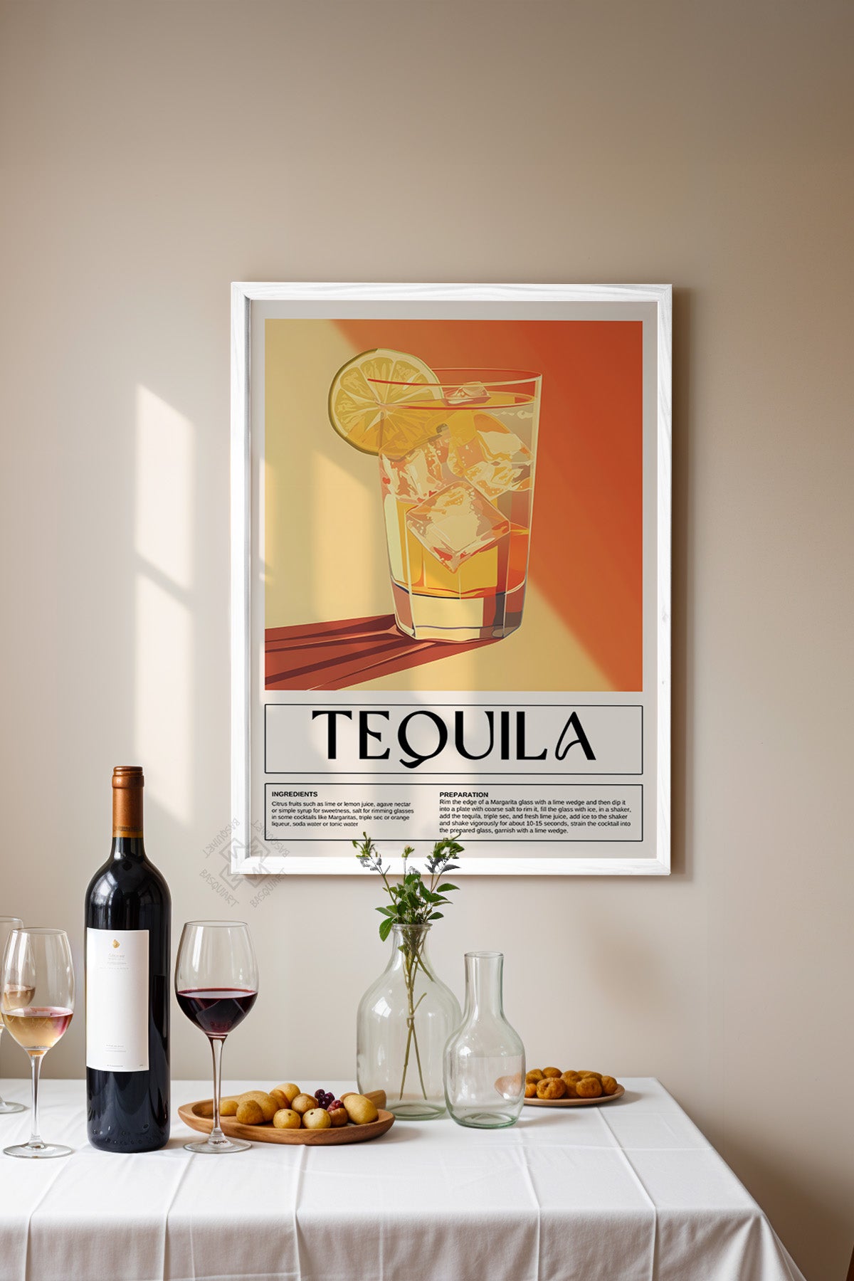 Kokteyl Serisi Beyaz Çerçeveli Poster, Tablo, Cafe, Restoran, Mutfak Duvar Dekoru No:14