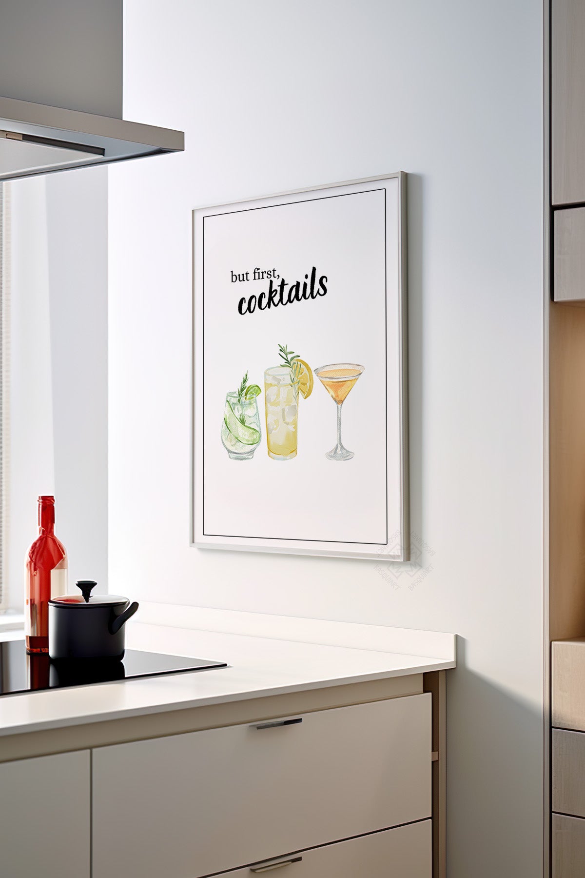 Kokteyl Serisi Beyaz Çerçeveli Poster, Tablo, Cafe, Restoran, Mutfak Duvar Dekoru No:33