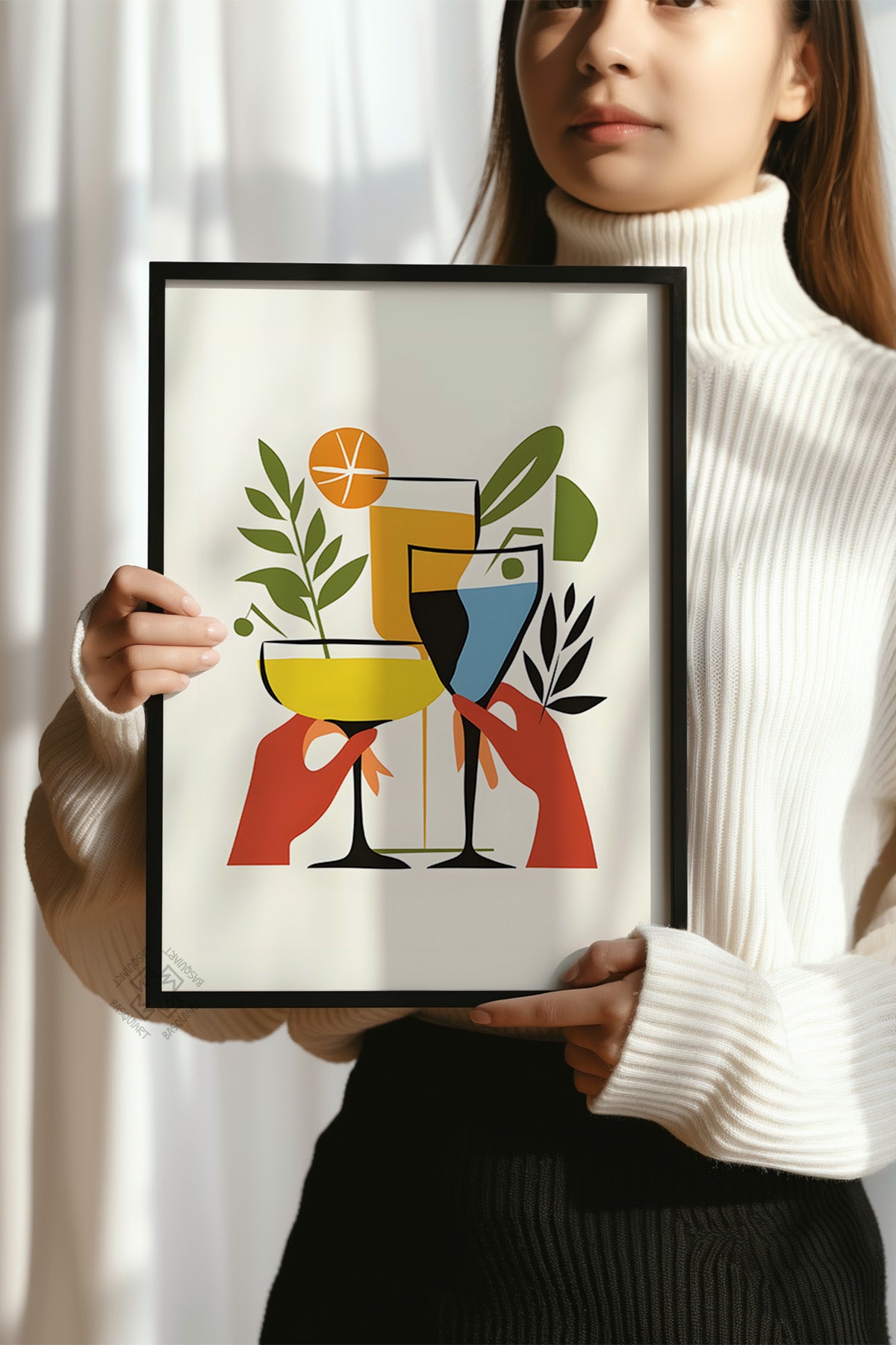 Kokteyl Serisi Siyah Çerçeveli Poster, Tablo, Cafe, Restoran, Mutfak Duvar Dekoru No:35