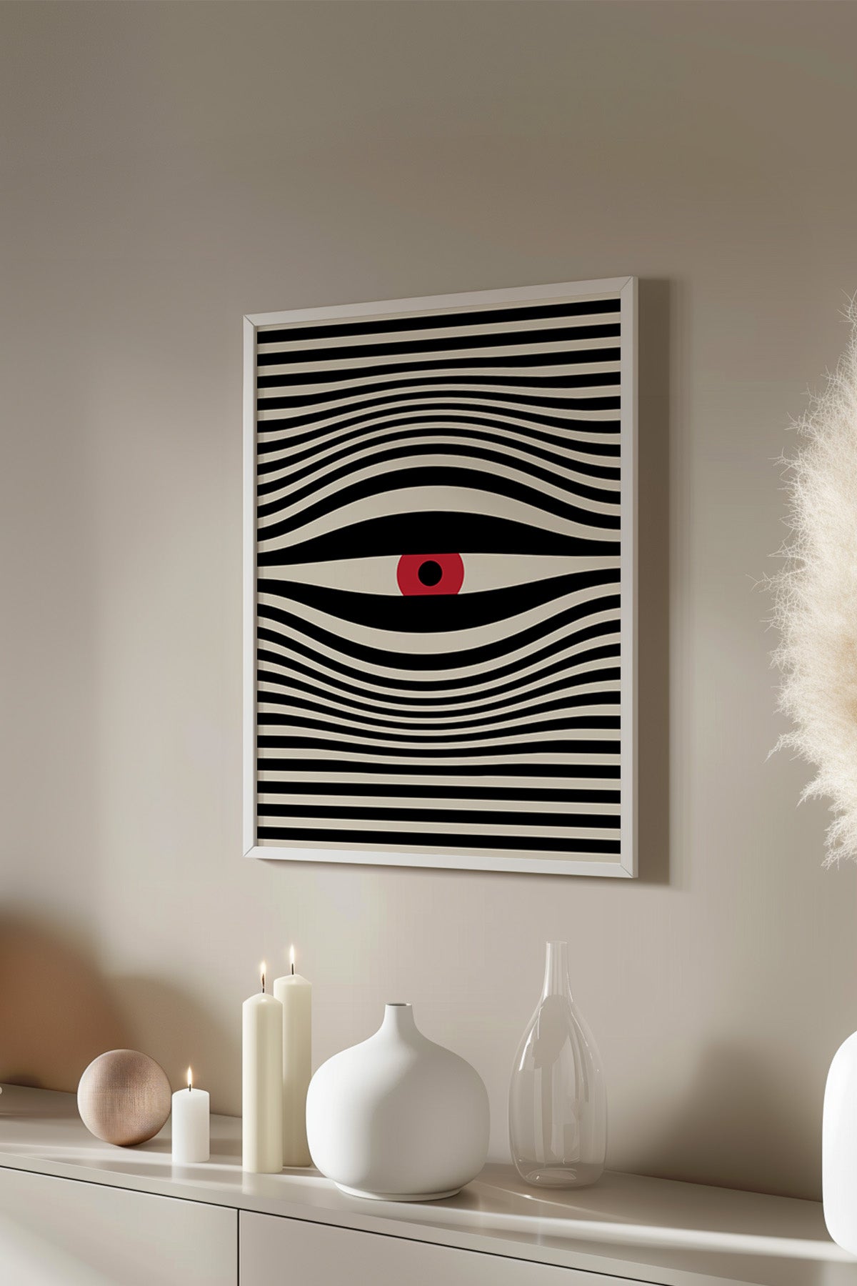 Bauhaus Serisi Beyaz Çerçeveli Poster, Tablo No:33