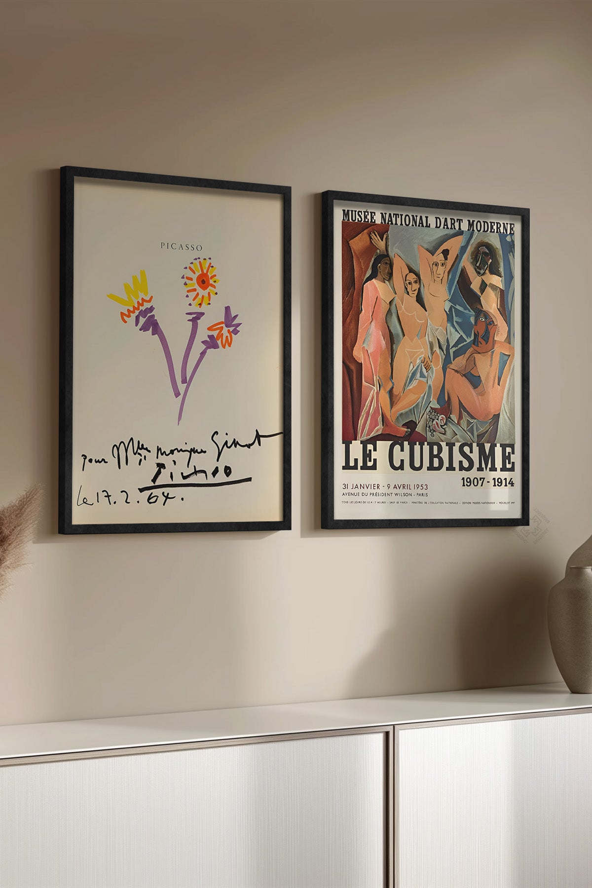 Picasso 2'li Siyah Çerçeveli Poster, Sanatsal Tablo Seti No:12