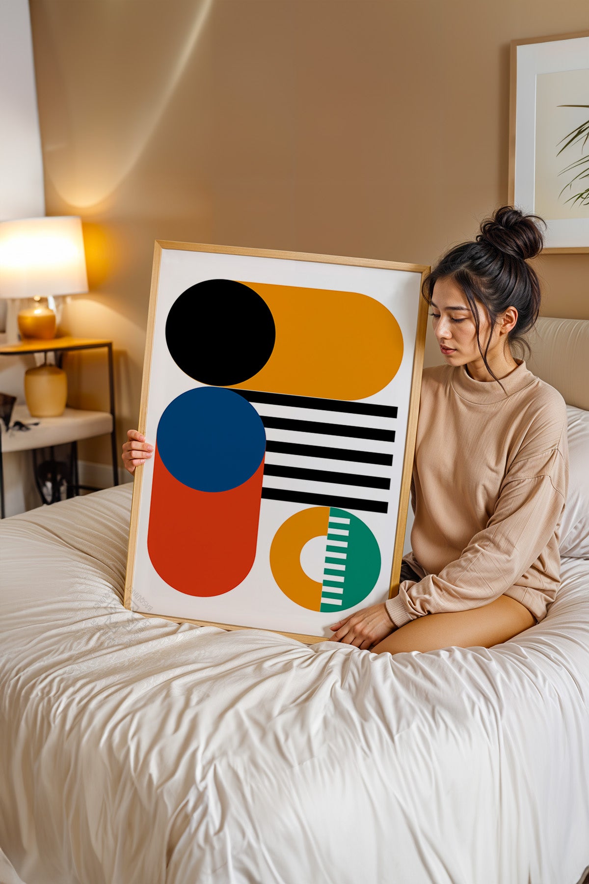 Bauhaus Serisi Ahşap Çerçeveli Poster, Tablo No:4