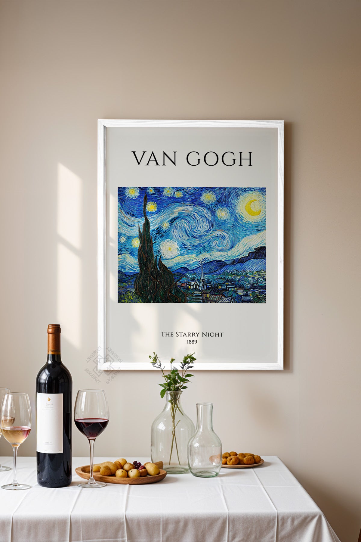 Vincent Van Gogh Serisi Beyaz Çerçeveli Poster, Tablo Duvar Dekoru No:5