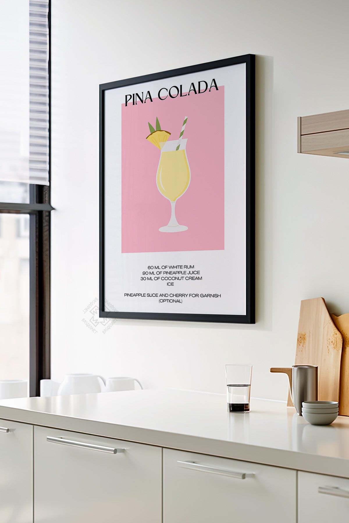 Kokteyl Serisi Siyah Çerçeveli Poster, Tablo, Cafe, Restoran, Mutfak Duvar Dekoru No:19