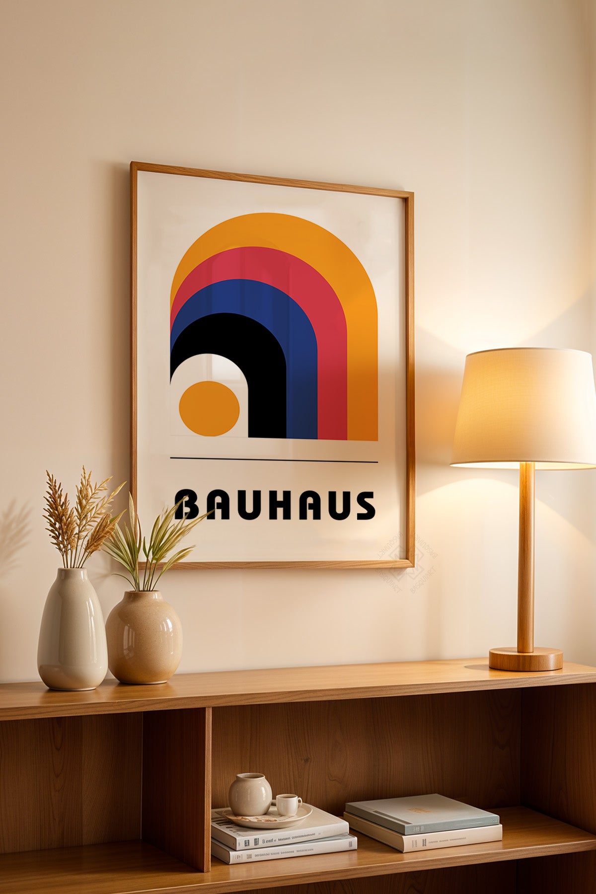 Bauhaus Serisi Ahşap Çerçeveli Poster, Tablo No:111