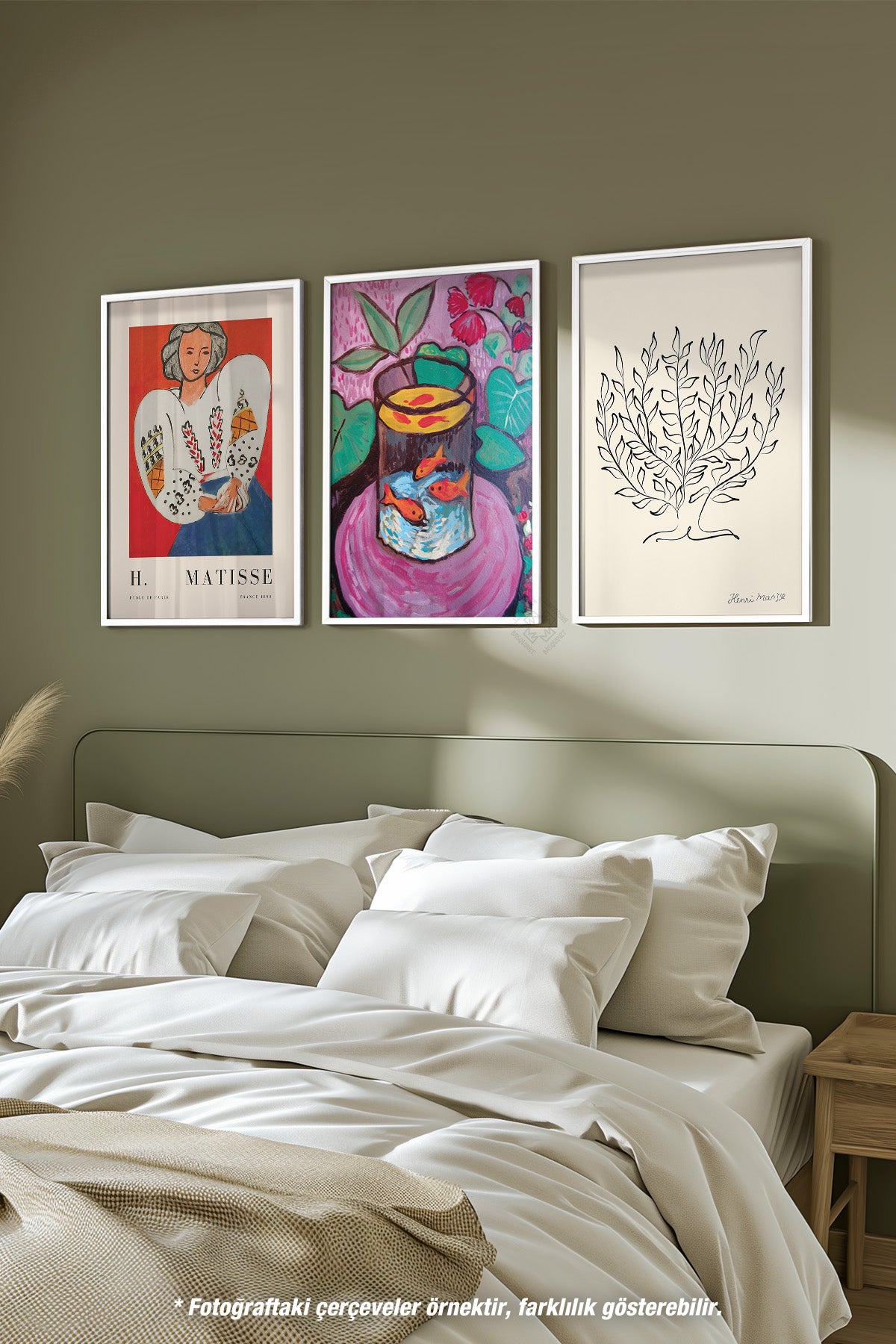 Henri Matisse Sanatsal 3'lü Beyaz Çerçeveli Poster, Tablo Seti No:20
