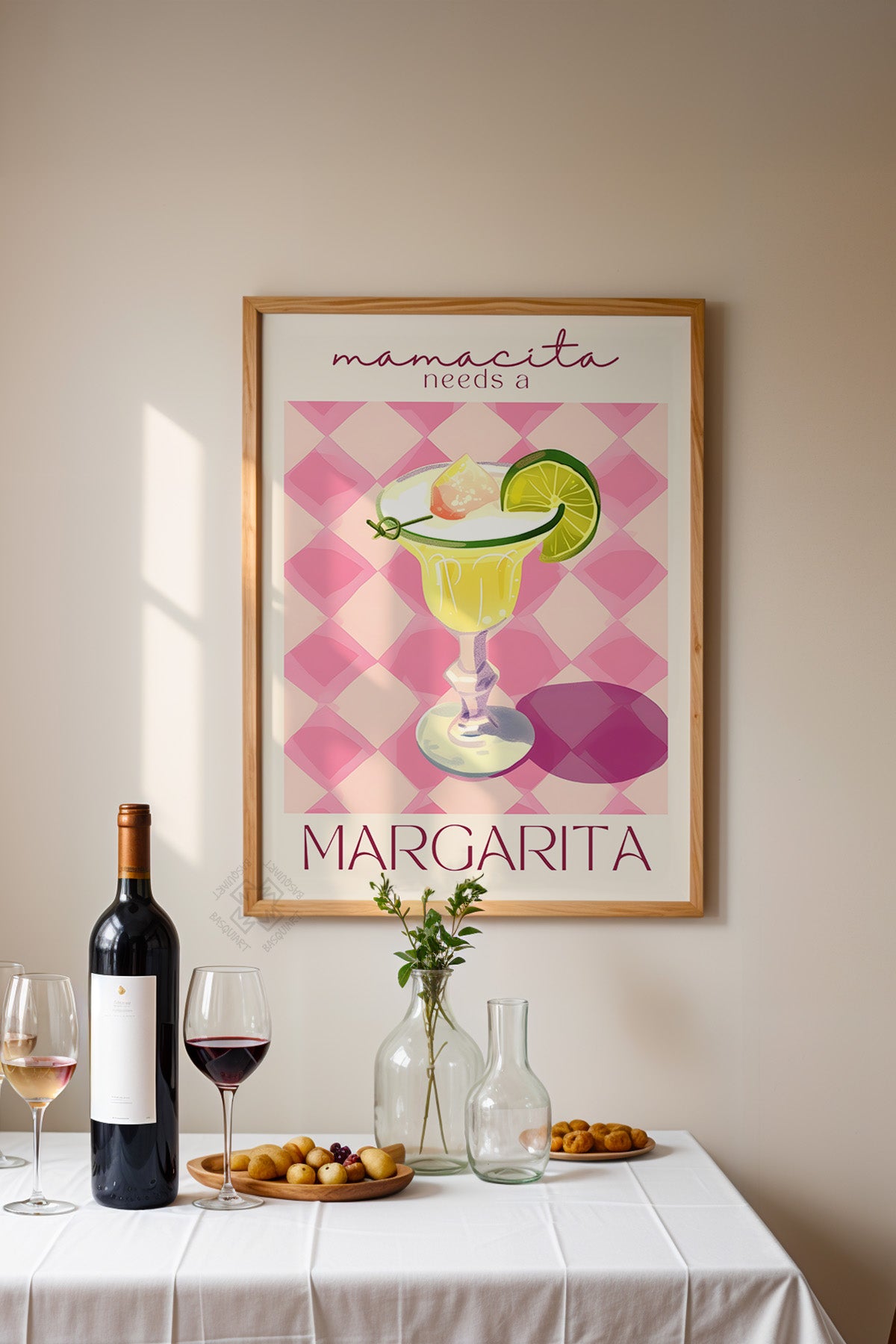Kokteyl Serisi Ahşap Çerçeveli Poster, Tablo, Cafe, Restoran, Mutfak Duvar Dekoru No:48