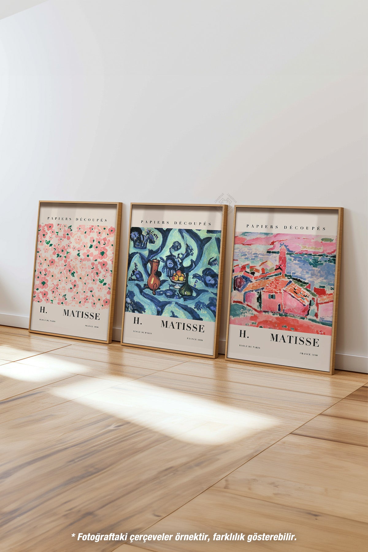 H Matisse 3'lü Ahşap Çerçeveli Poster, Tablo Seti No:17
