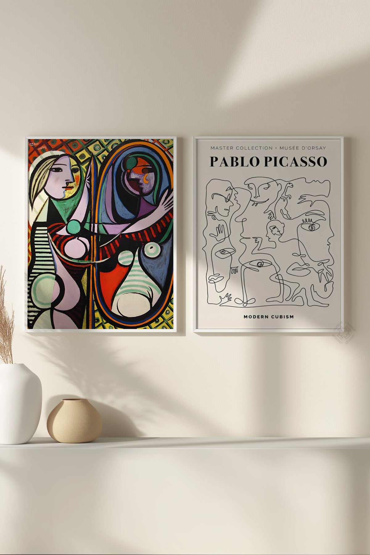 Picasso 2'li Beyaz Çerçeveli Poster, Sanatsal Tablo Seti No:10