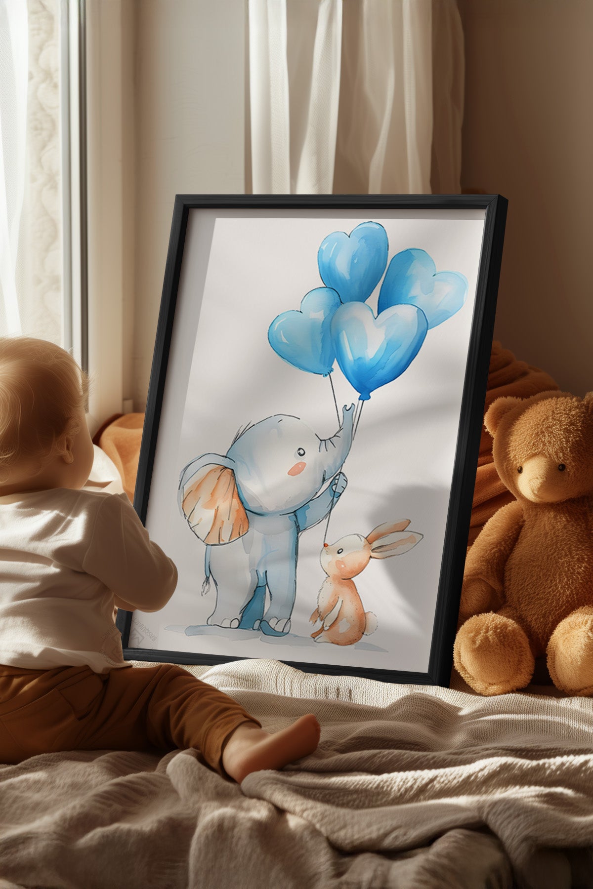 Çocuk Odası, Bebek Odası Siyah Çerçeveli Poster, Tablo No:74