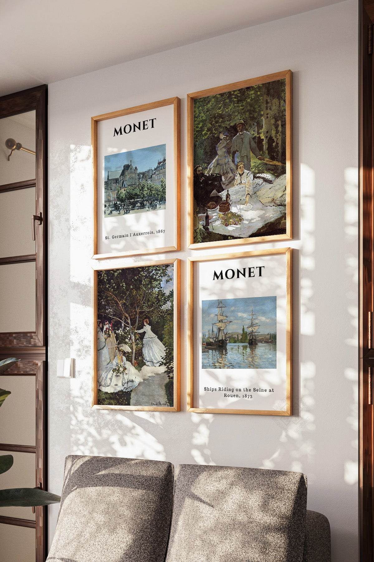 Monet Sanatsal 4'lü Ahşap Çerçeveli Poster, Tablo Seti No:52