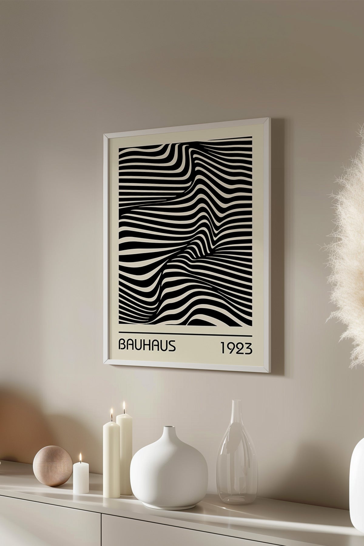Bauhaus Serisi Beyaz Çerçeveli Poster, Tablo No:35
