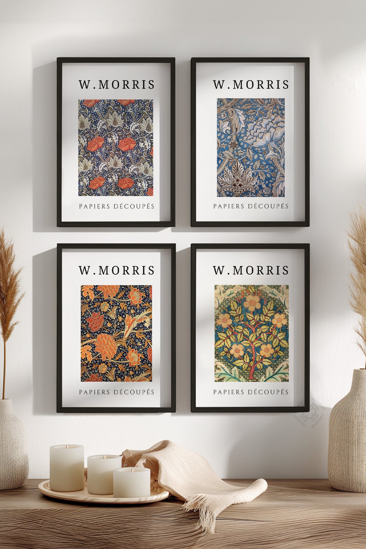 W Morris 4'lü Siyah Çerçeveli Poster, Tablo Seti No:40