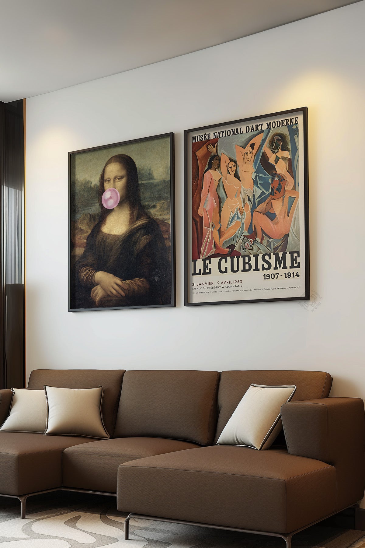 Mona Lisa ve Picasso 2'li Siyah Çerçeveli Poster, Tablo Seti No:33