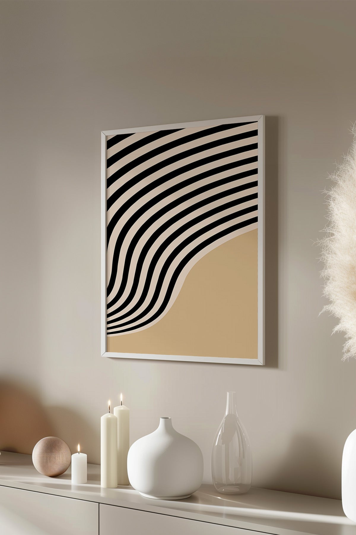 Bauhaus Serisi Beyaz Çerçeveli Poster, Tablo No:66