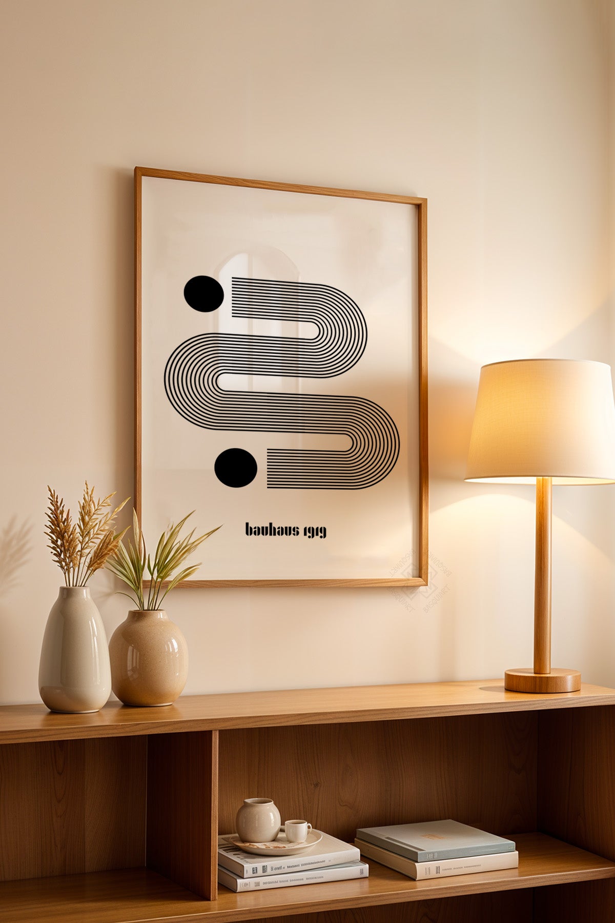 Bauhaus Serisi Ahşap Çerçeveli Poster, Tablo No:48