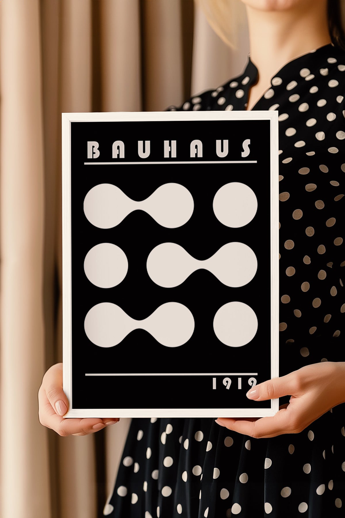 Bauhaus Serisi Beyaz Çerçeveli Poster, Tablo No:52