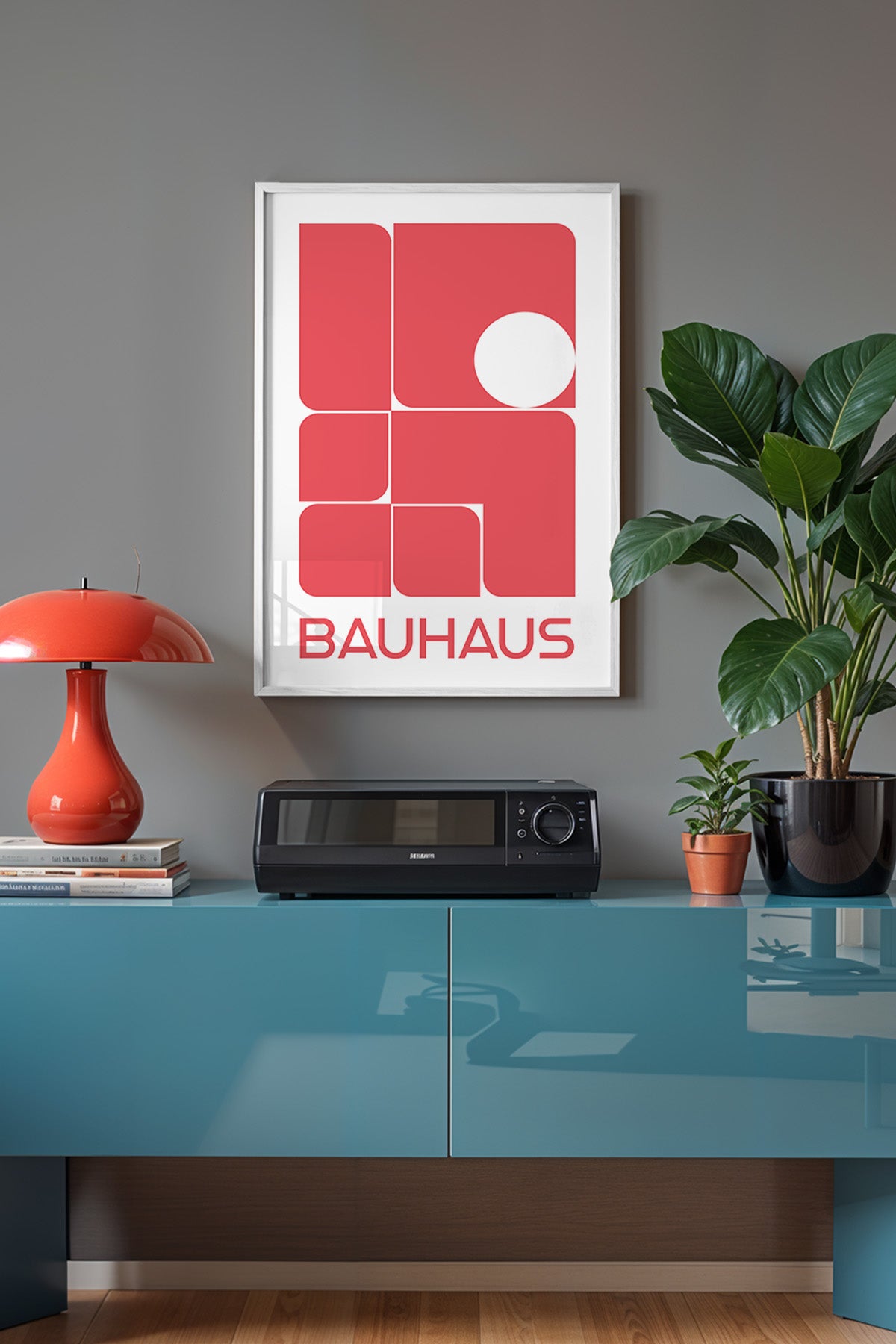 Bauhaus Serisi Beyaz Çerçeveli Poster, Tablo No:84