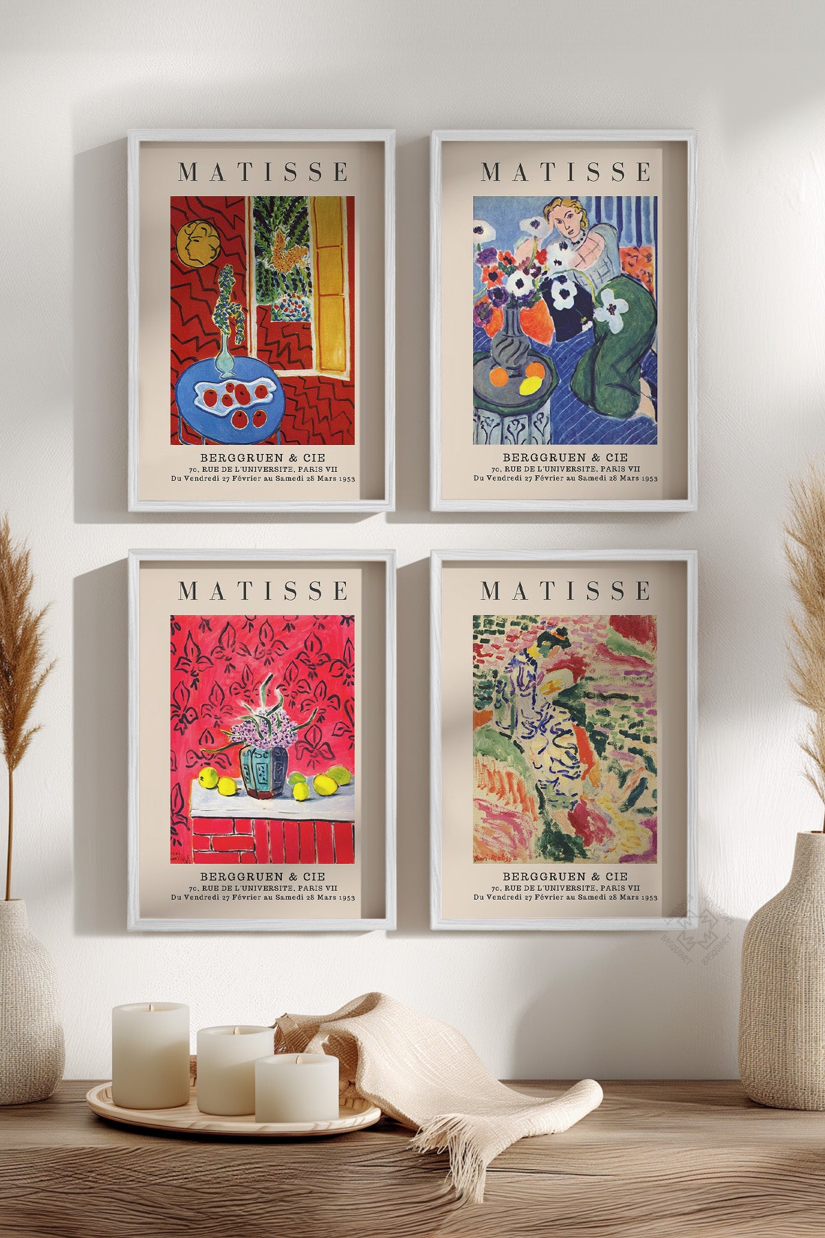 Matisse 4'lü Beyaz Çerçeveli Poster, Tablo Seti No:54
