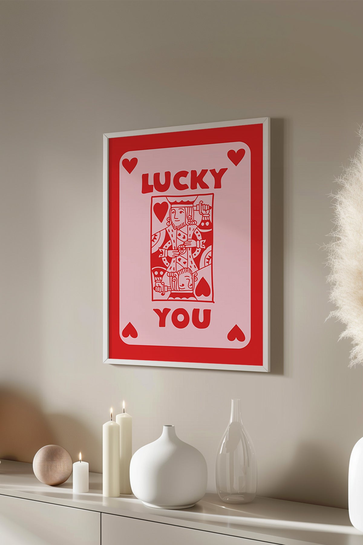 Lucky You Serisi Beyaz Çerçeveli Poster, Tablo Duvar Dekoru No:79